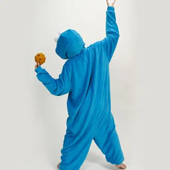 New Adult Cookie Monster Pijamale Sleepsuit Pijamale Pijama Unisex Onesie