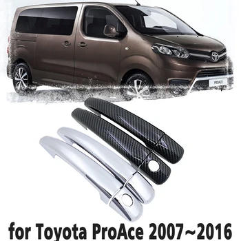 Fibra de Carbon negru mâner Sau Laterale Cromate Capac Ușă Tapiterie Set pentru Toyota ProAce 2007~2016 Accesorii Auto 2008 2009 2010 2012