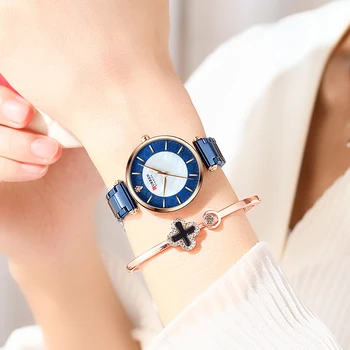 CURREN, Ceas de Lux pentru Femei, Moda Femei a Crescut de aur ceasuri de Curea din Otel rezistent la apă Ceas Lady Ceas Relogio Feminino