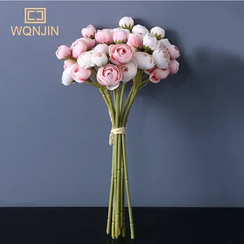 WQNJIN 9 Buc/Buchet Mic Bud Trandafiri Bract Matase Flori Artificiale Flori Holding DIY Nunta Acasă de Crăciun Decor Floral