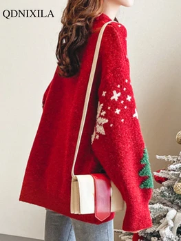 2022 Autumer De Iarnă Crăciun Pulover Gros Rosu Pentru Femei Pulover Vrac Moda Coreeană Knit Casual Echipajul Gât Maneca Lunga De Sus Cald