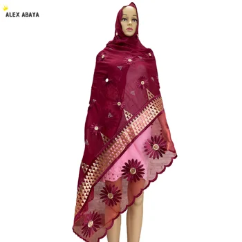 Noi Femeile Africane Broderie de Bumbac Despicare Net Eșarfă de Dimensiuni Mari Văl Femei Hijab Eșarfă pe Vânzări AL067