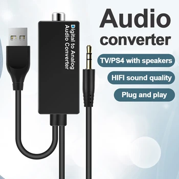 D15 Audio Converter DAC Digital Coaxial Analog USB Decodor Adaptor Jack de 3,5 mm Fibra Optica Converter pentru HDTV, DVD