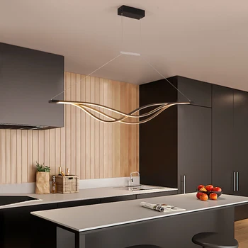 Aur sau Negru Mat Moderne Luminile LED Corpuri de Iluminat Pentru Bucătărie, Living Sufragerie Cablu Agățat Acasă lampă de Pandantiv