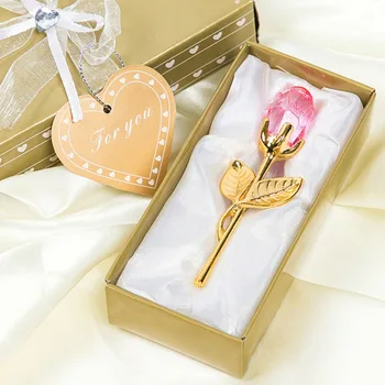 Ziua îndrăgostiților Cadou Sticla de Cristal Rose Flori Artificiale Argint Aur Rod a Crescut de Flori pentru Iubita Cadouri de Nunta pentru Oaspeti