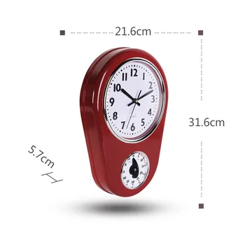 Cronometru de bucătărie Dedicat Ceas de Perete Simplu de uz Casnic Acrilice ABS Mișcarea Tăcut Roșu Agățat de Ceasuri de Performanță Accesorii Inel