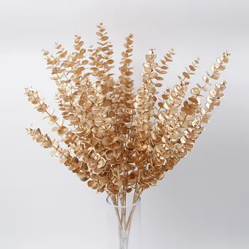 1Bunch Aur Flori Artificiale Pene de Păun Frunze de Arțar Frunze de Eucalipt Buchet Fals Plante, Nunta Decor de Crăciun