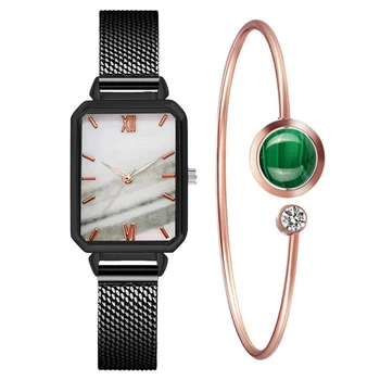 De Lux Pătrat Verde Dial Ceasuri Pentru Femei De Metal Vă Apucați De Sport Cuarț Ceas Doamnelor Aur A Crescut Brățară Ceas Moda Cadou Relogio
