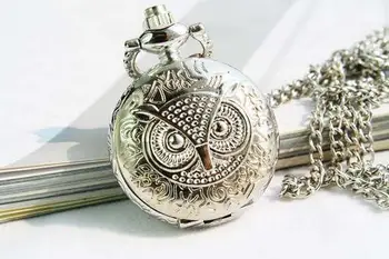 10buc/lot Nou de sosire de argint de dimensiuni mici bufnita ceasuri de buzunar colier pandantiv cadou de Crăciun