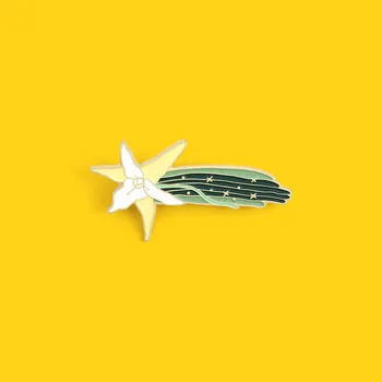 Mici proaspete Luminos Email Pin Orhidee Cometa cu cioc Lung Molie Broșe Sac de Pin Rever Insigna de Bijuterii Cadouri pentru prieteni