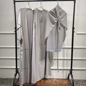 De Vânzare la cald Djellaba Seturi de Rochie Musulman 3 Piese Musulman Costume Elegante Lungi Islamic Abaya Femei Modestă Poarte Haine EID Seturi WY149